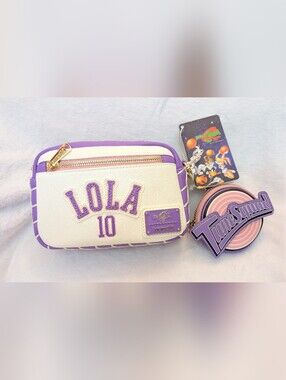 NWT Loungefly Purple Pink and Cream "Lola" Crossbody Belt Bag with Coin Pouch